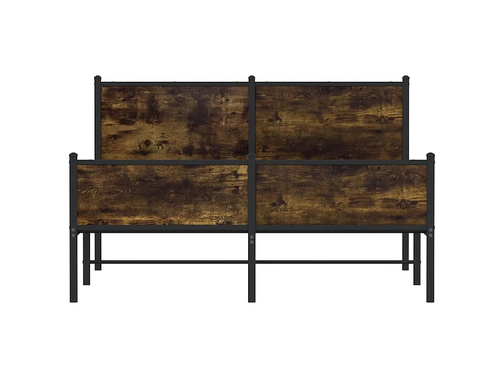 Cadre de lit en métal sans matelas chêne fumé 137x190 cm