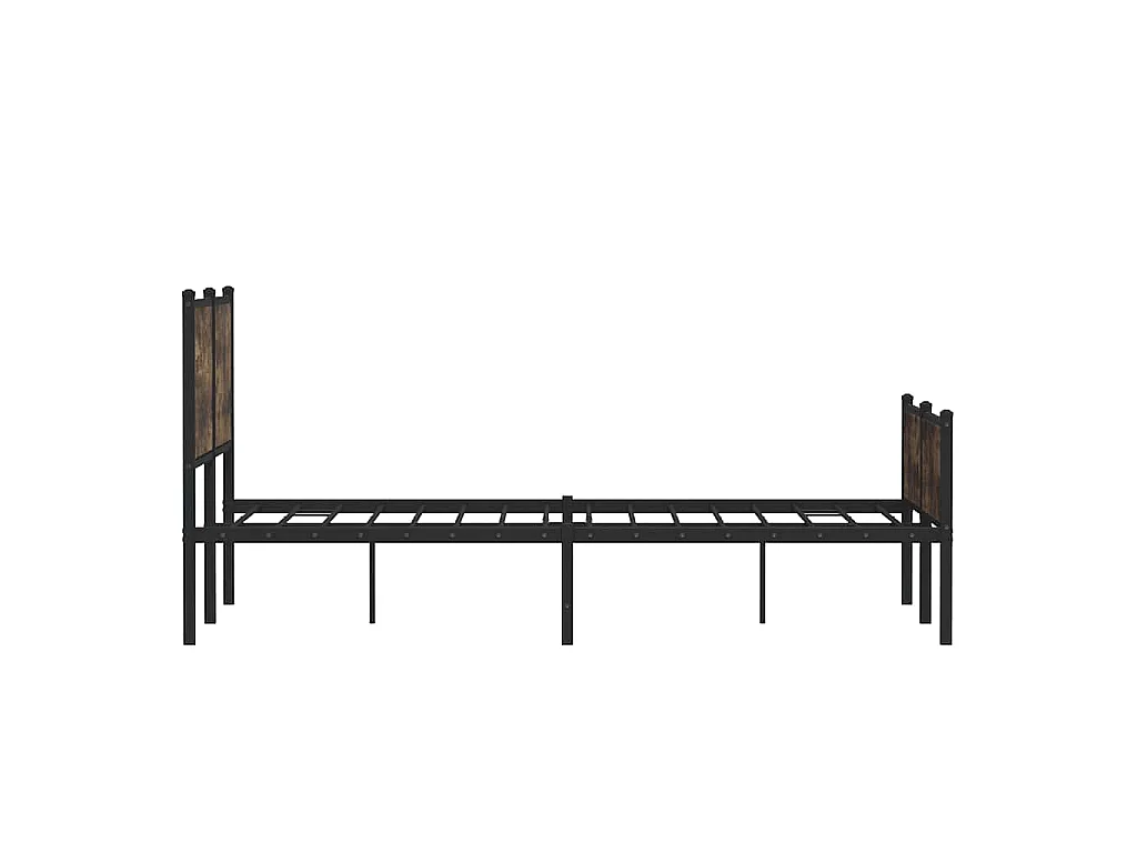 Cadre de lit en métal sans matelas chêne fumé 137x190 cm