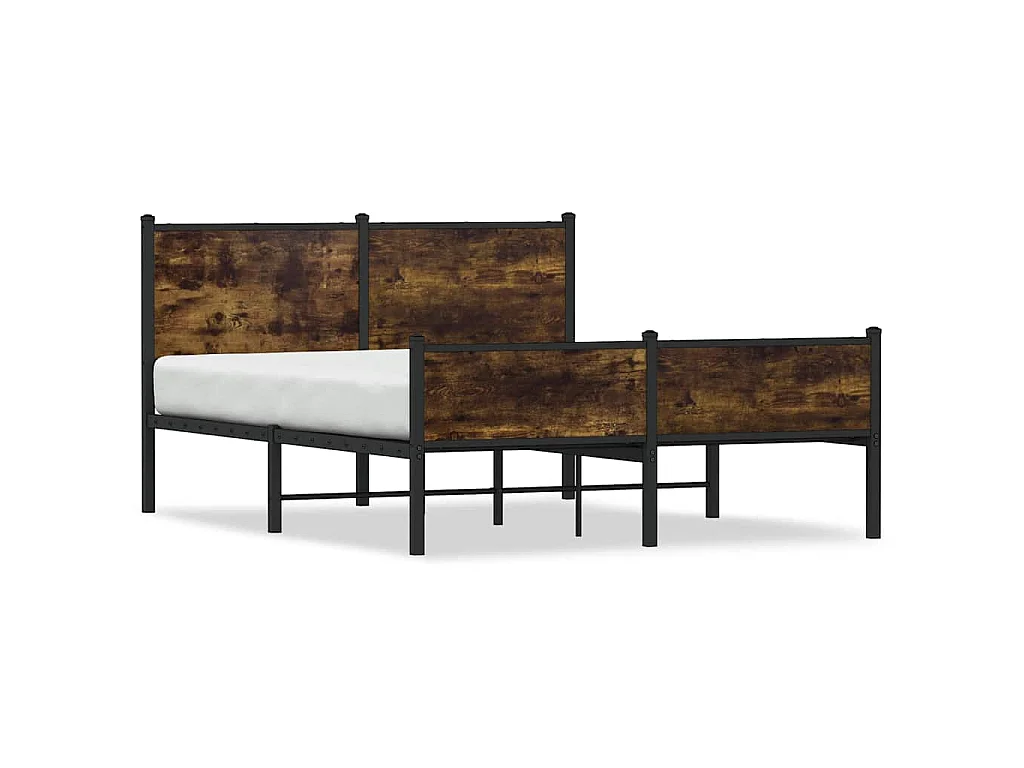 Cadre de lit en métal sans matelas chêne fumé 137x190 cm