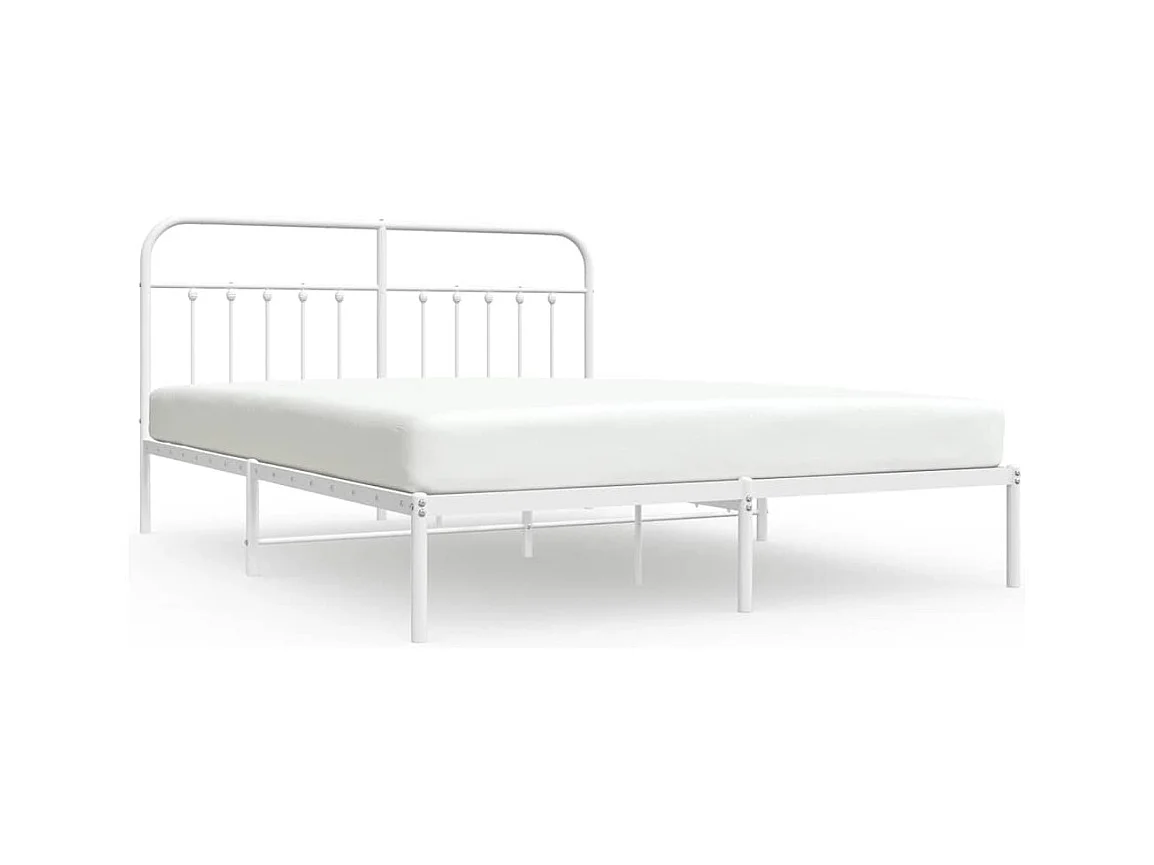 Cadre de lit métal sans matelas et tête de lit blanc 183x213 cm