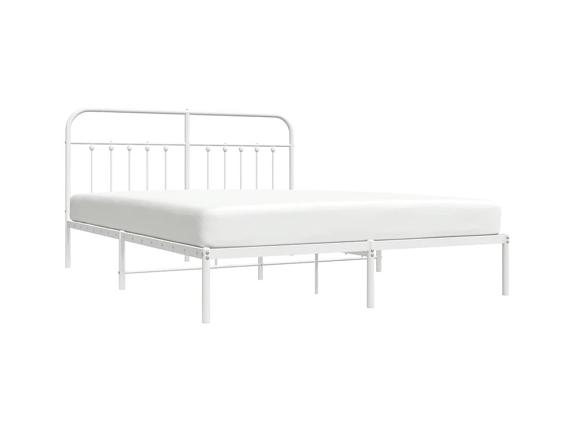 Cadre de lit métal sans matelas et tête de lit blanc 183x213 cm