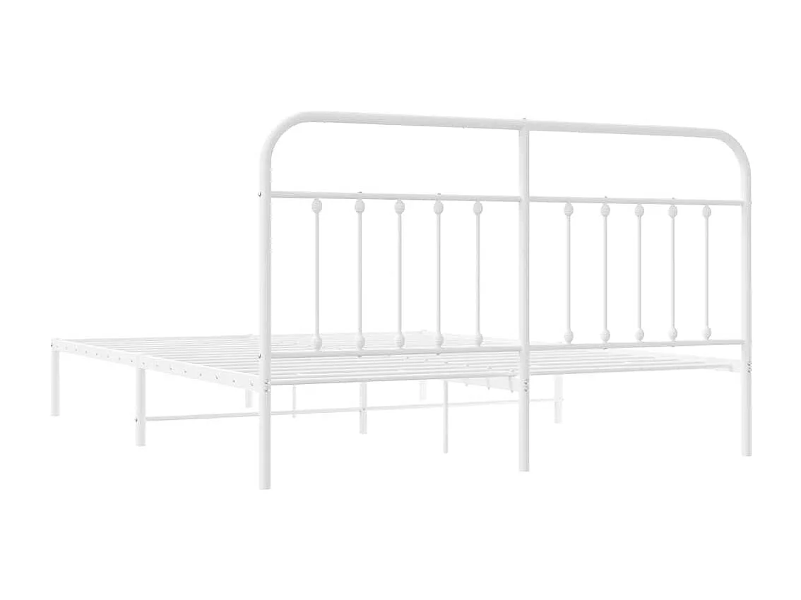 Cadre de lit métal sans matelas et tête de lit blanc 183x213 cm