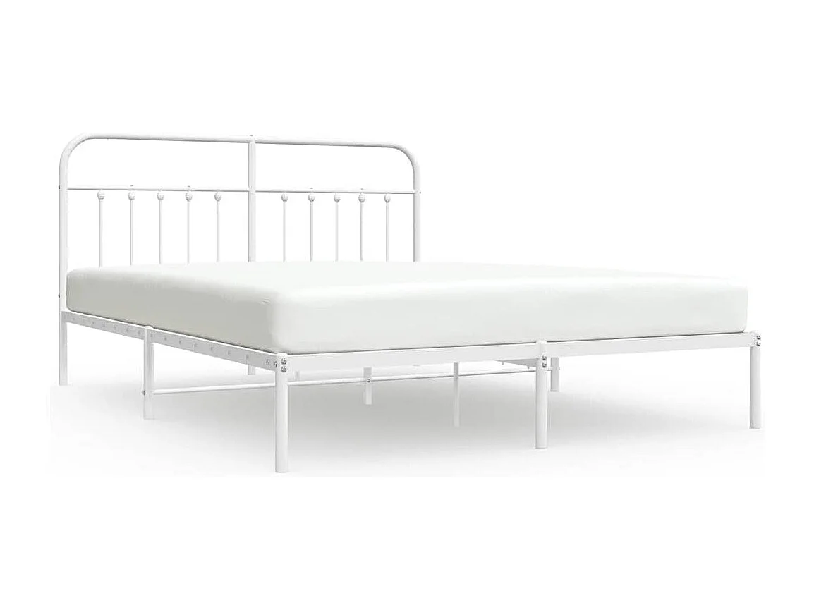 Cadre de lit métal sans matelas et tête de lit blanc 183x213 cm