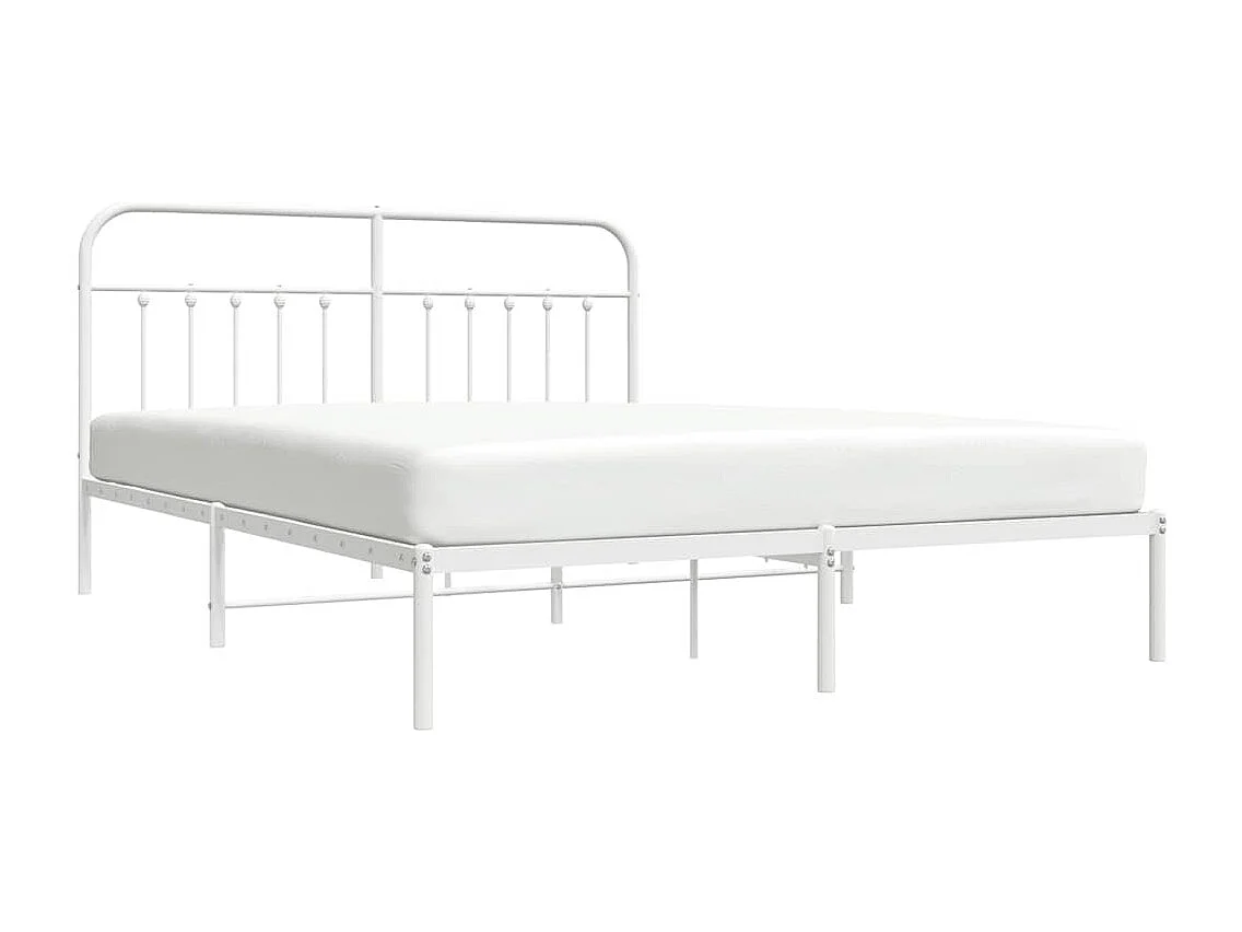 Cadre de lit métal sans matelas et tête de lit blanc 183x213 cm