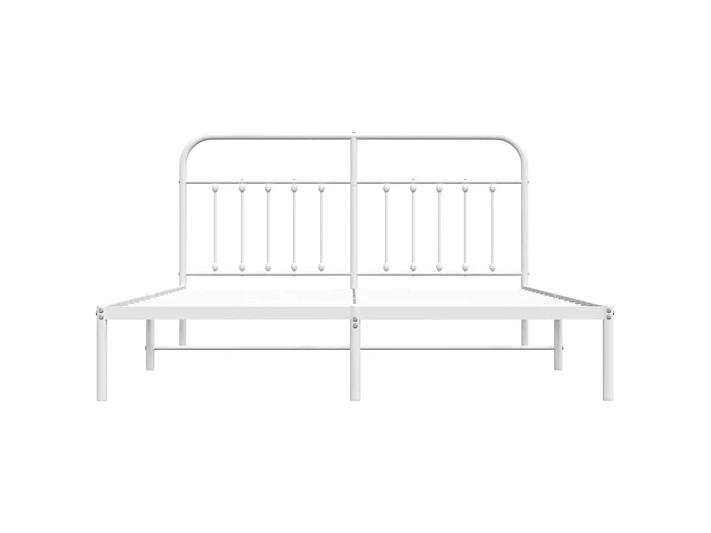 Cadre de lit métal sans matelas et tête de lit blanc 183x213 cm