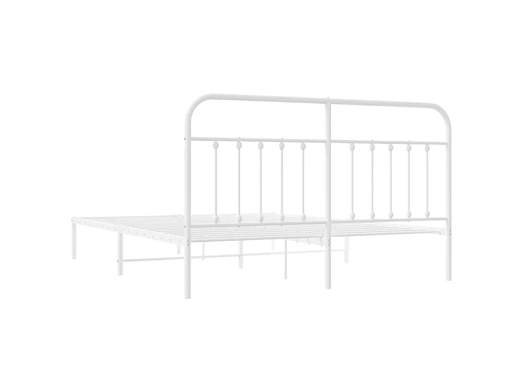 Cadre de lit métal sans matelas et tête de lit blanc 183x213 cm