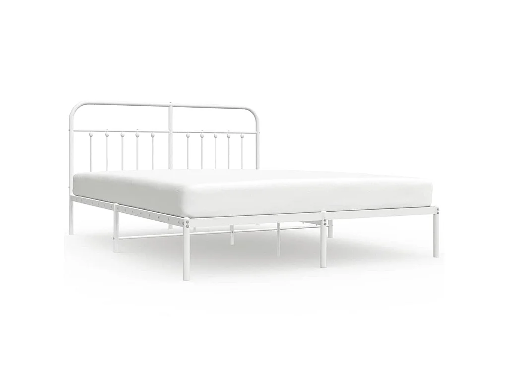 Bedframe met hoofdbord metaal wit 183x213 cm