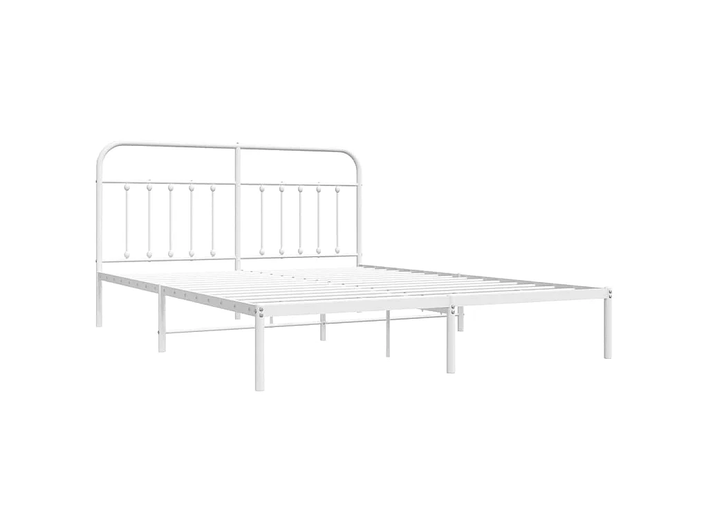 Cadre de lit métal sans matelas et tête de lit blanc 183x213 cm