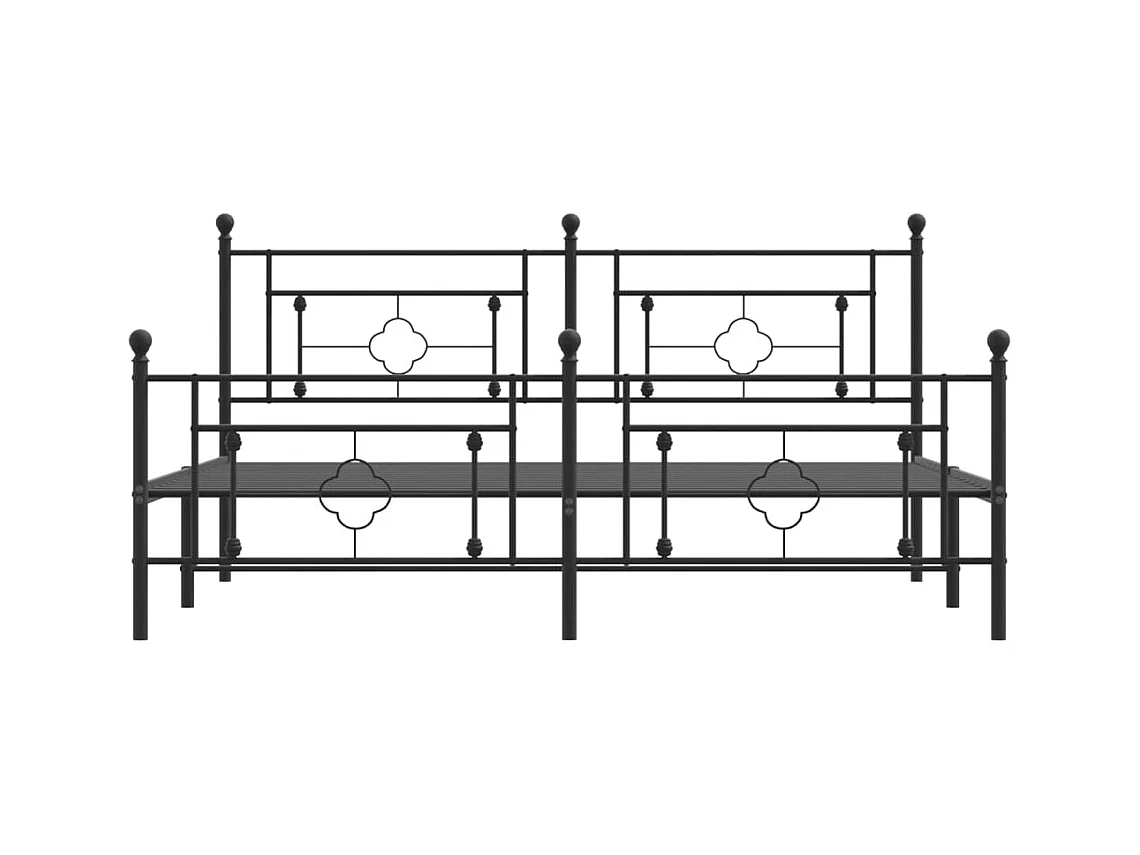 Cadre de lit métal sans matelas avec pied de lit noir 183x213cm