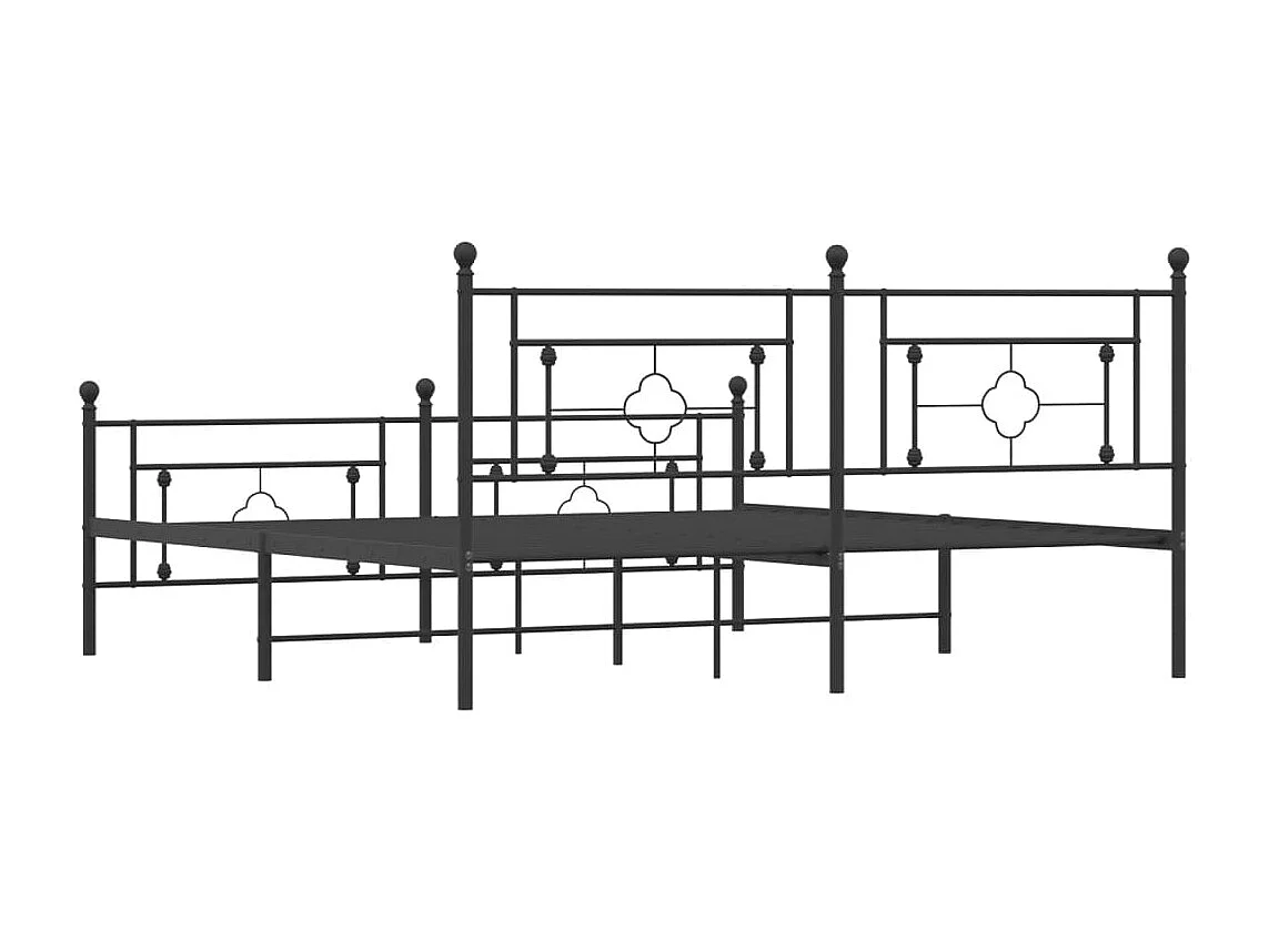 Cadre de lit métal sans matelas avec pied de lit noir 183x213cm