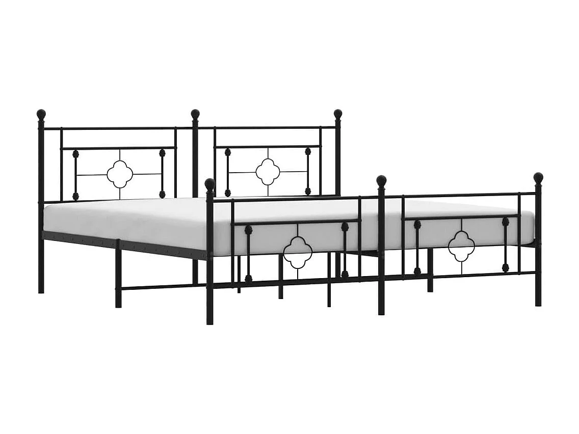 Cadre de lit métal sans matelas avec pied de lit noir 183x213cm