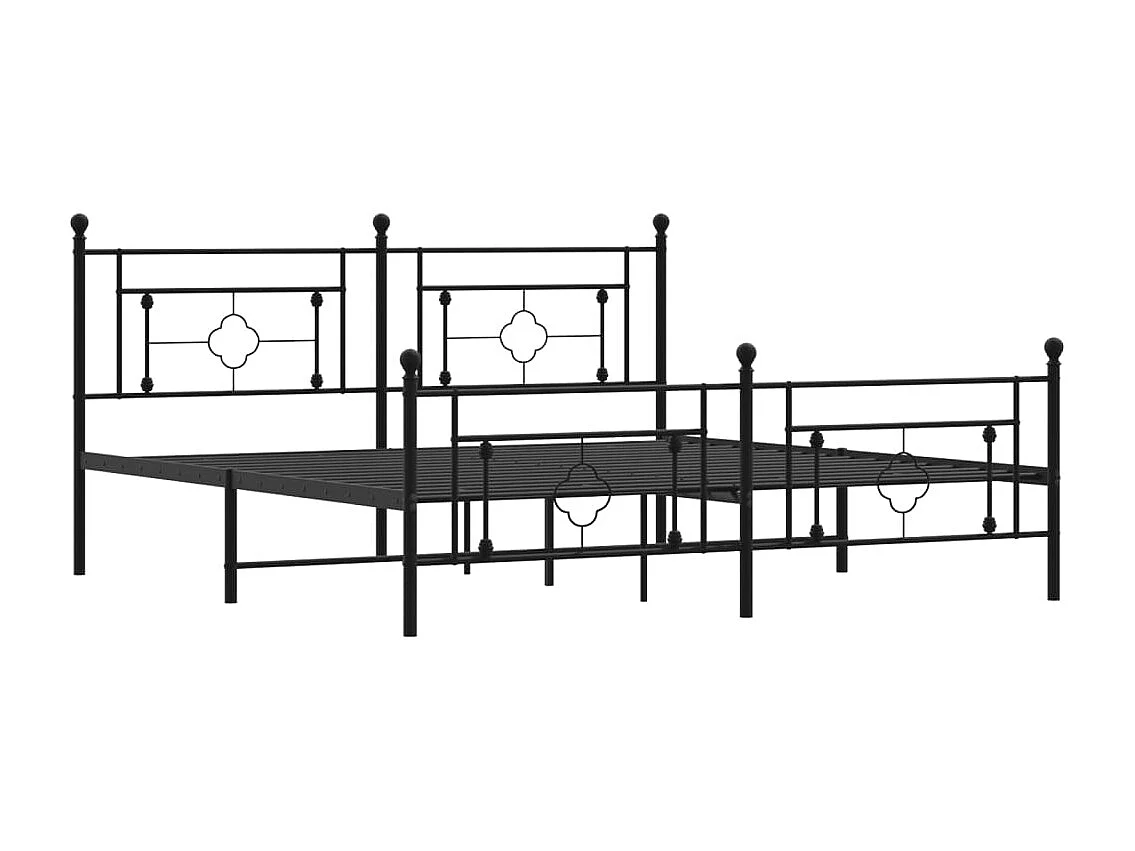 Cadre de lit métal sans matelas avec pied de lit noir 183x213cm