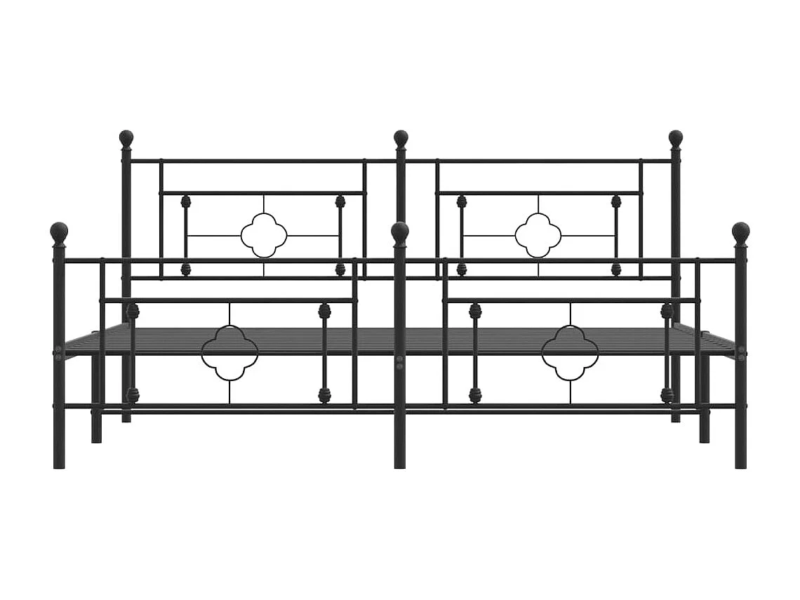 Cadre de lit métal sans matelas avec pied de lit noir 183x213cm