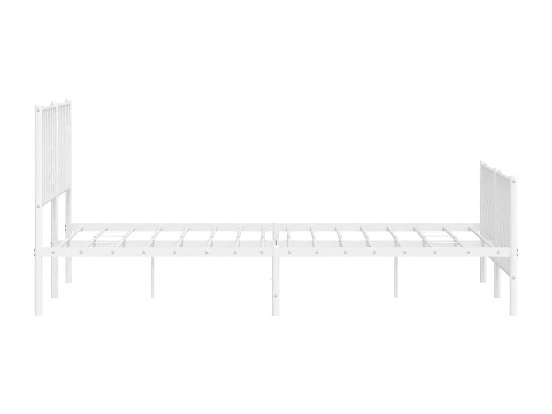 Cadre de lit métal sans matelas et pied de lit blanc 183x213 cm