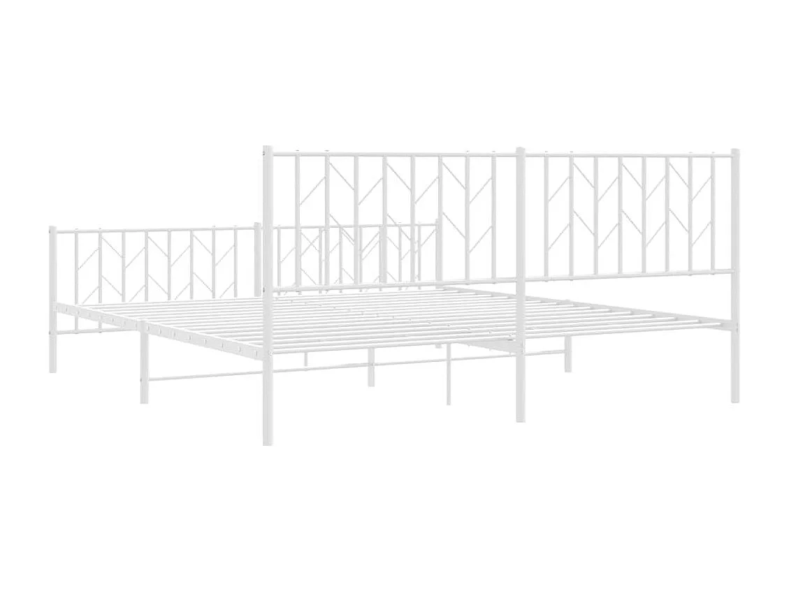 Cadre de lit métal sans matelas et pied de lit blanc 183x213 cm