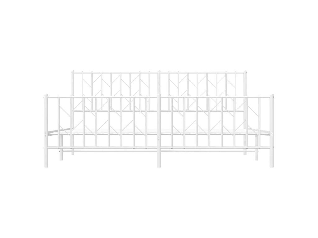 Cadre de lit métal sans matelas et pied de lit blanc 183x213 cm