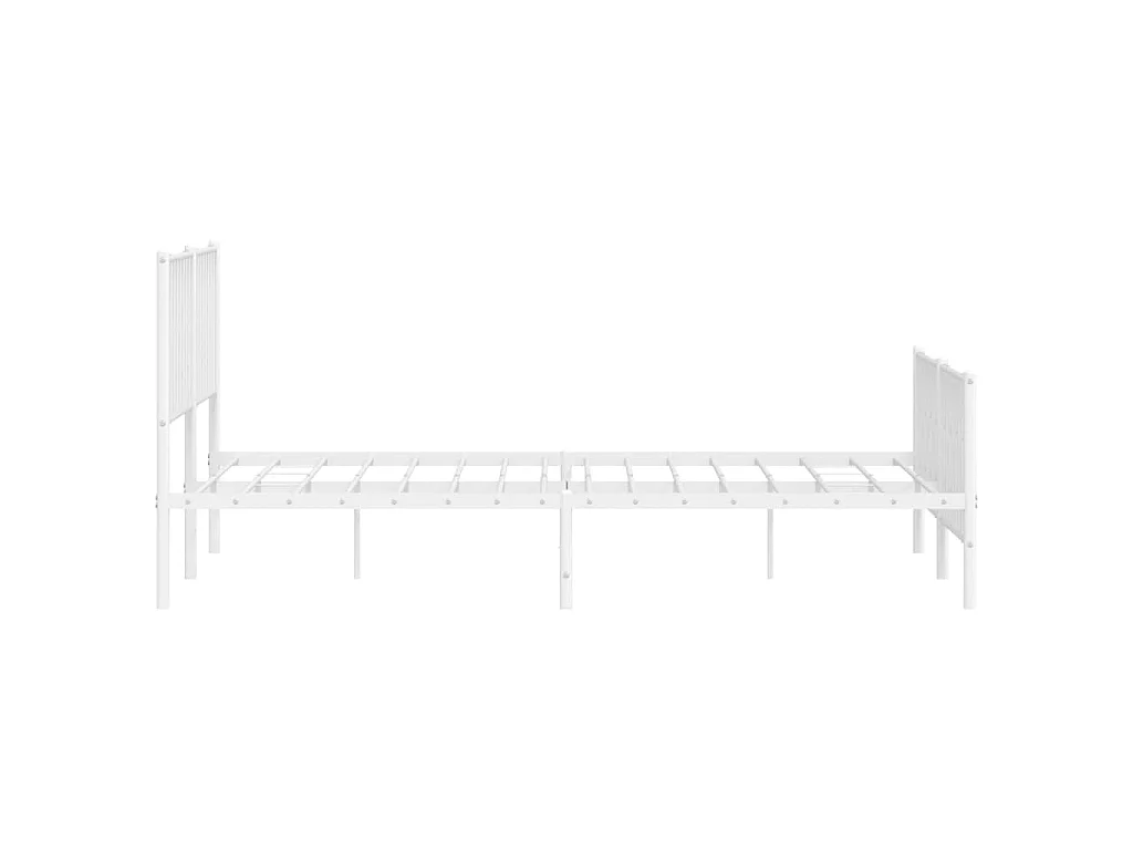 Cadre de lit métal sans matelas et pied de lit blanc 183x213 cm
