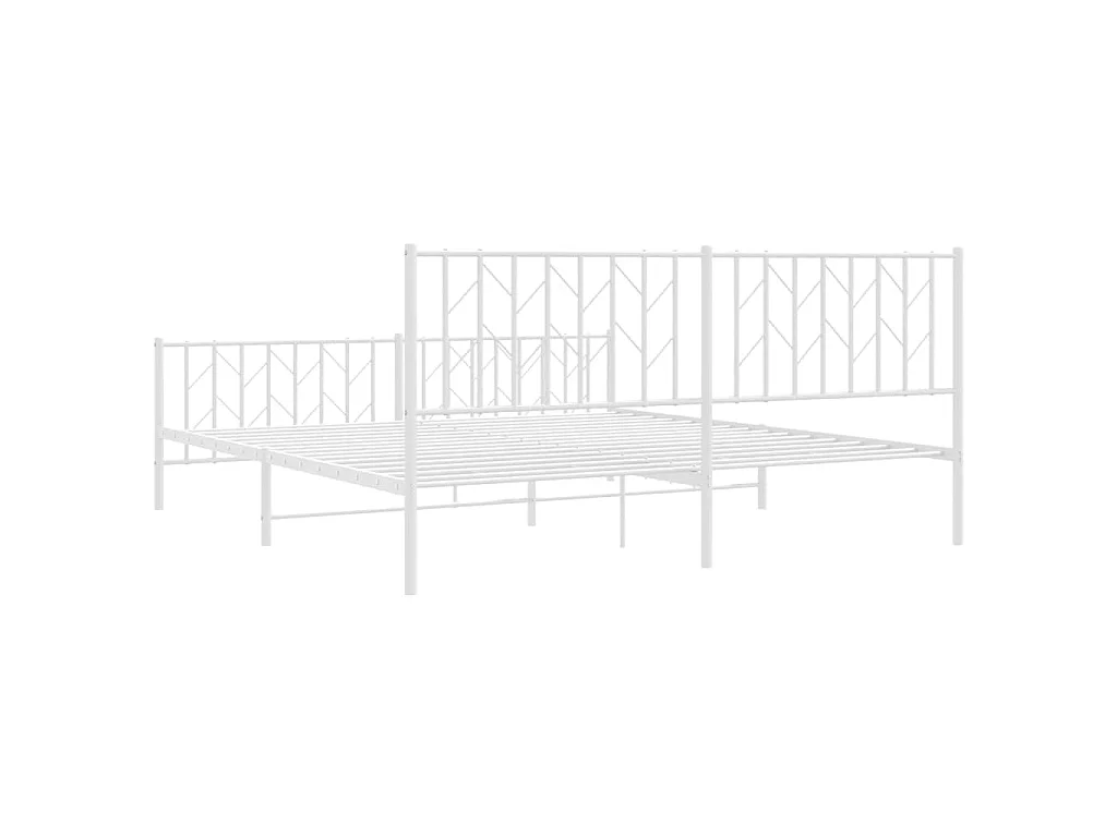 Cadre de lit métal sans matelas et pied de lit blanc 183x213 cm