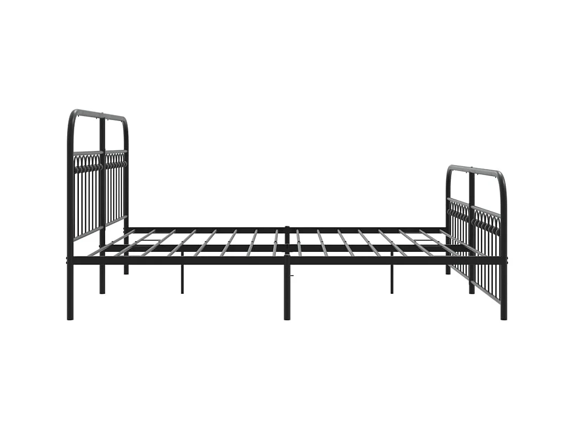 Cadre de lit métal sans matelas avec pied de lit noir 183x213cm