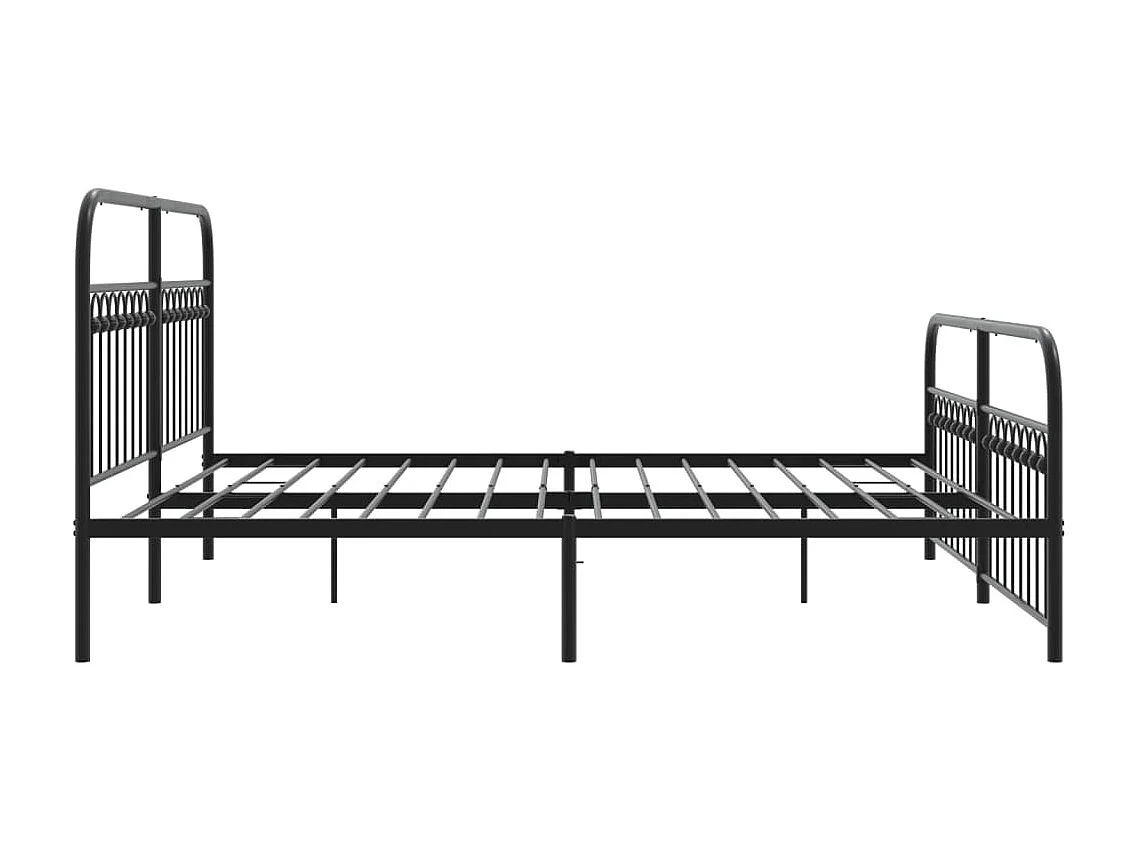 Cadre de lit métal sans matelas avec pied de lit noir 183x213cm