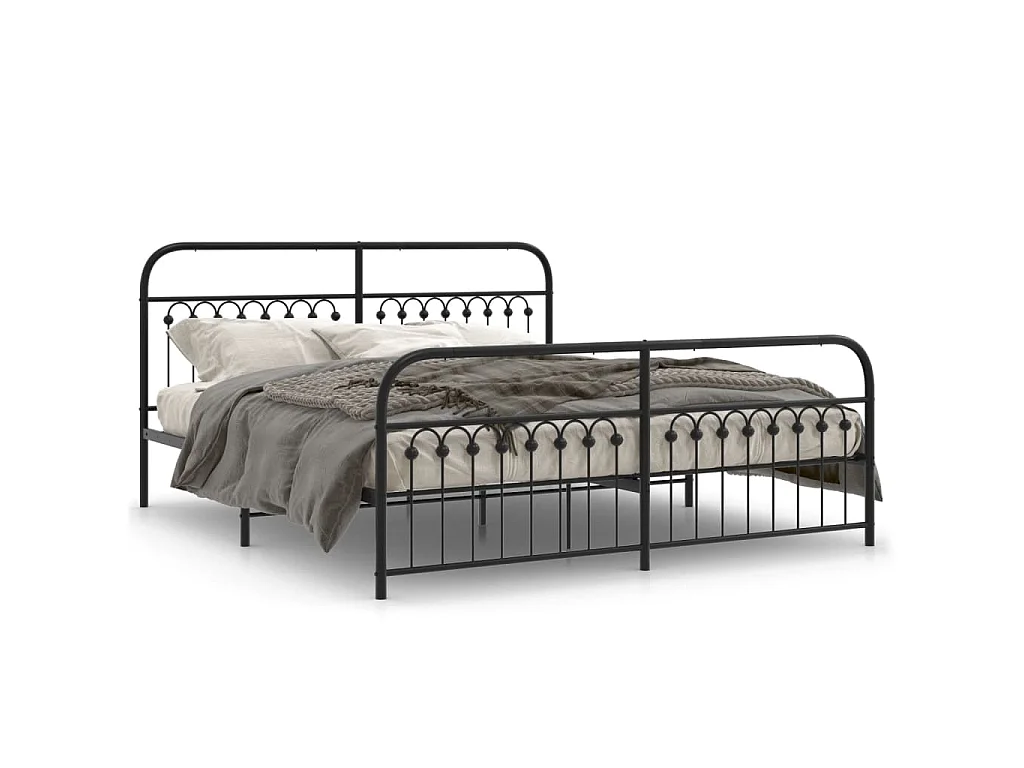 Bedframe met hoofd- en voeteneinde metaal zwart 183x213 cm