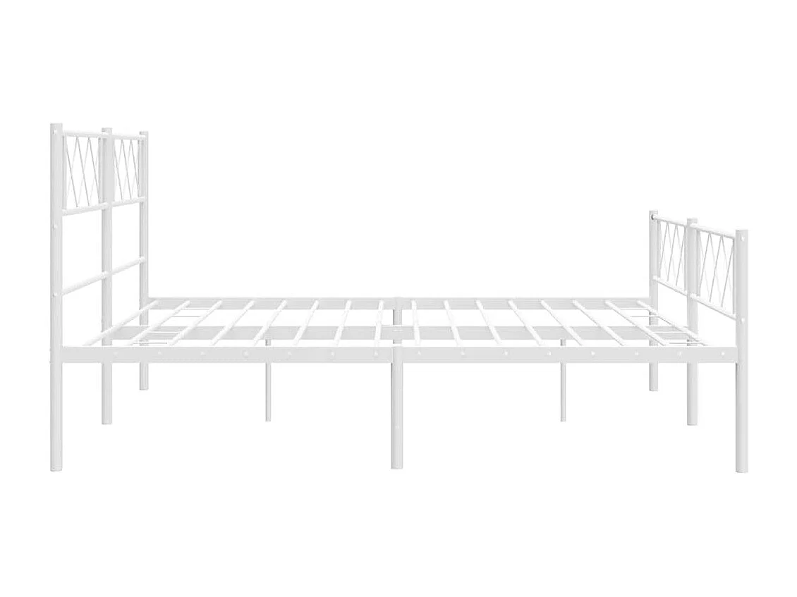 Cadre de lit métal sans matelas et pied de lit blanc 183x213 cm