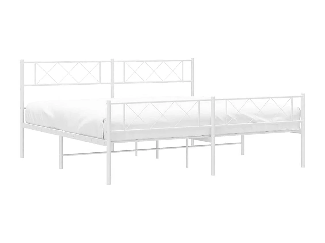 Bedframe met hoofd- en voeteneinde metaal wit 183x213 cm