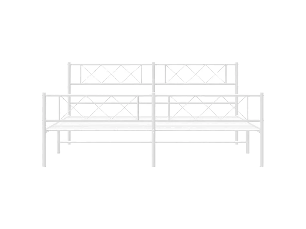Cadre de lit métal sans matelas et pied de lit blanc 183x213 cm