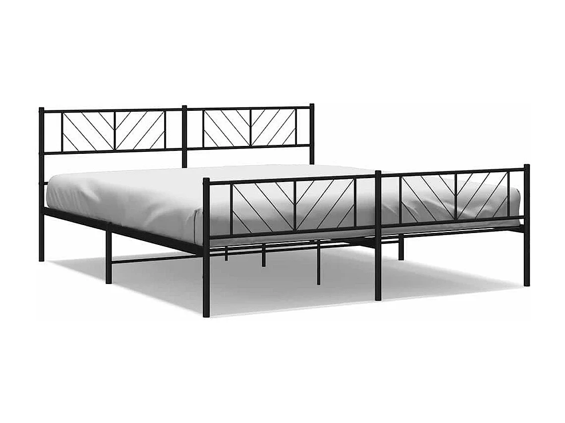 Cadre de lit métal sans matelas avec pied de lit noir 183x213cm