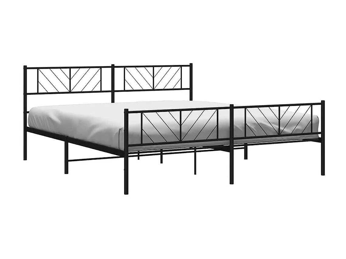 Cadre de lit métal sans matelas avec pied de lit noir 183x213cm