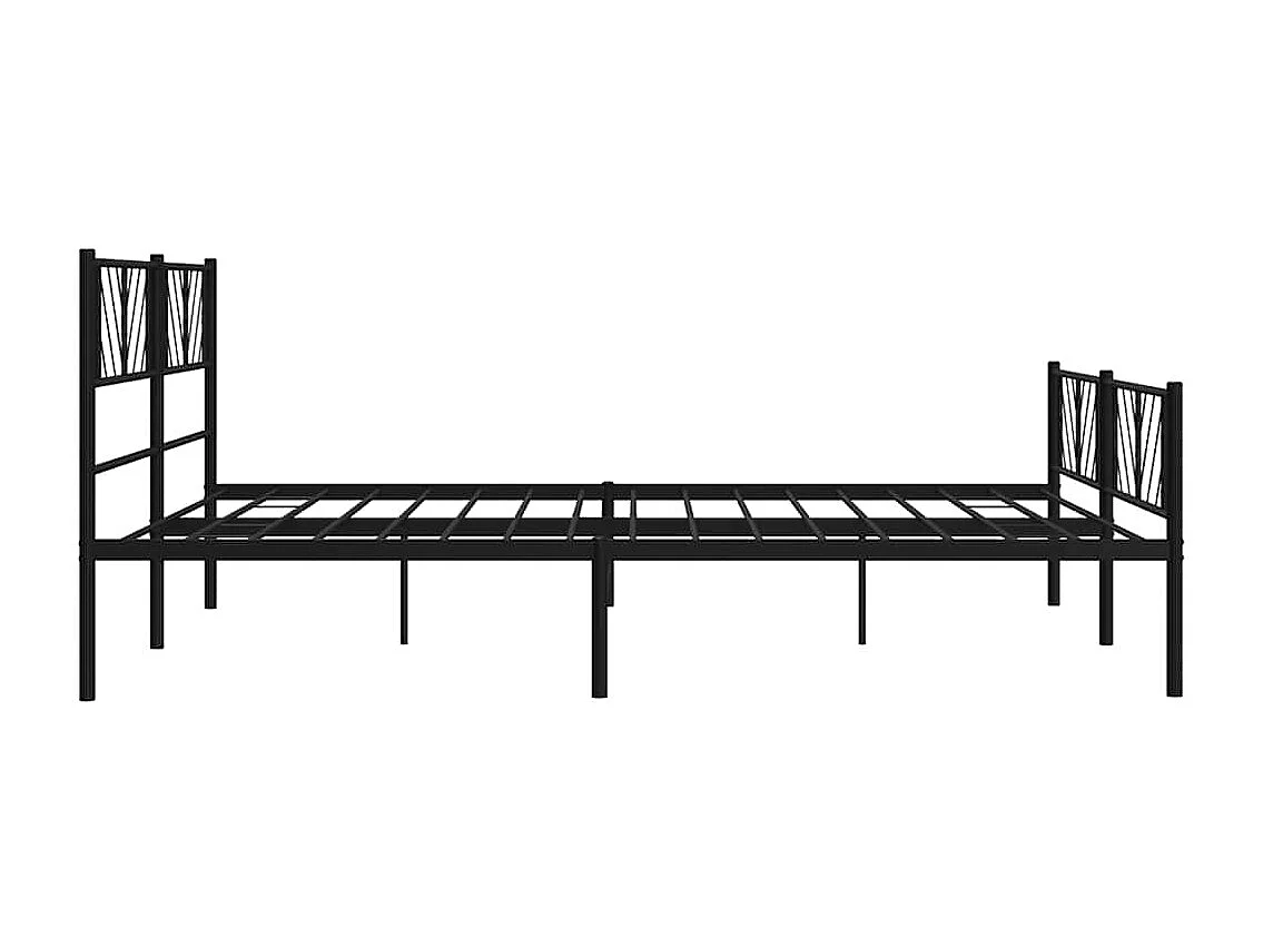 Cadre de lit métal sans matelas avec pied de lit noir 183x213cm
