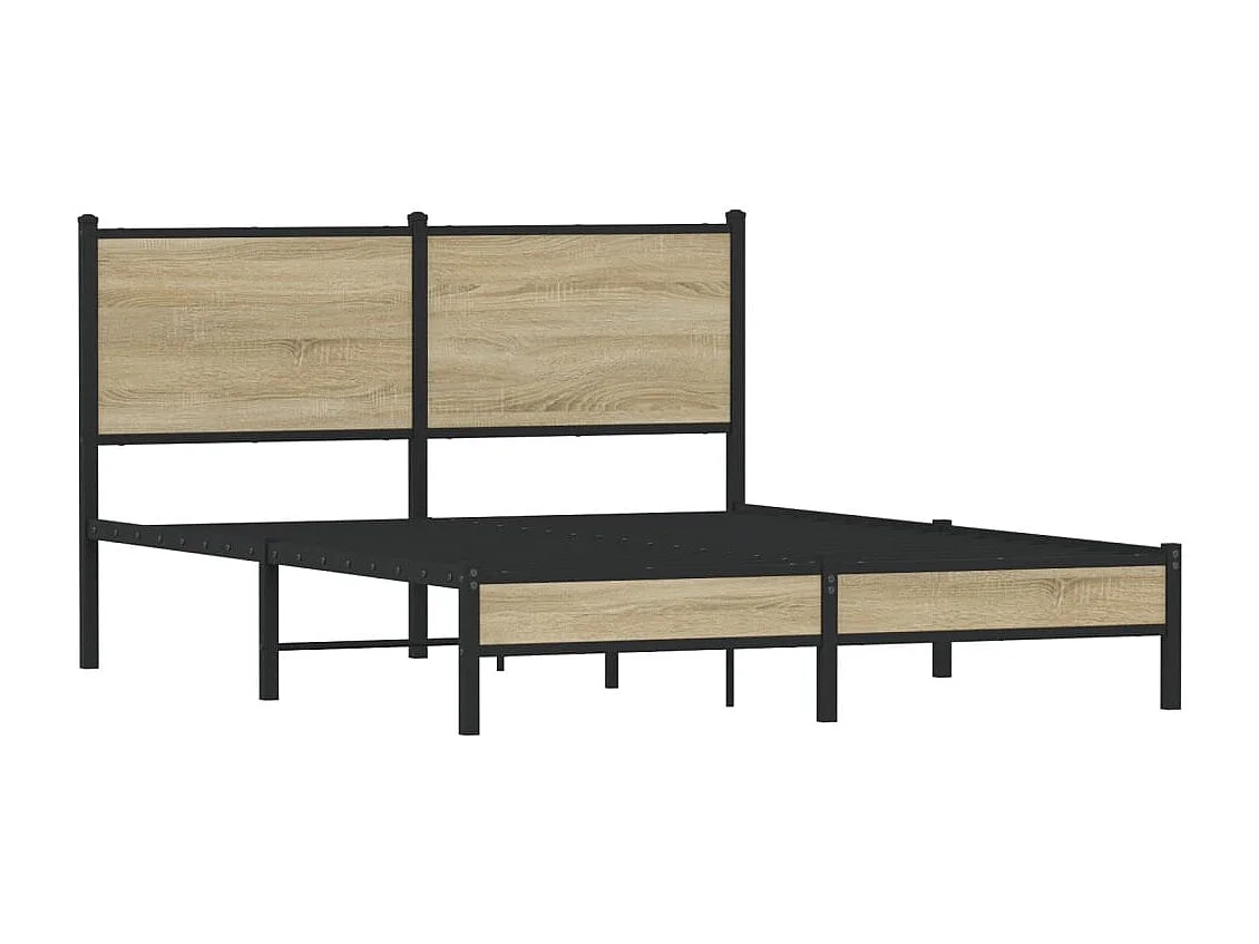 Metallbett ohne Matratze Sonoma-Eiche 137x190 cm