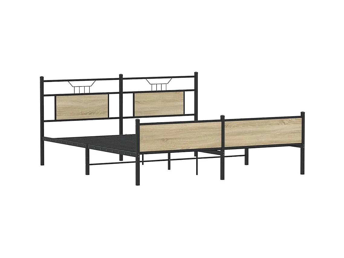 Cadre de lit en métal sans matelas chêne sonoma 183x213 cm