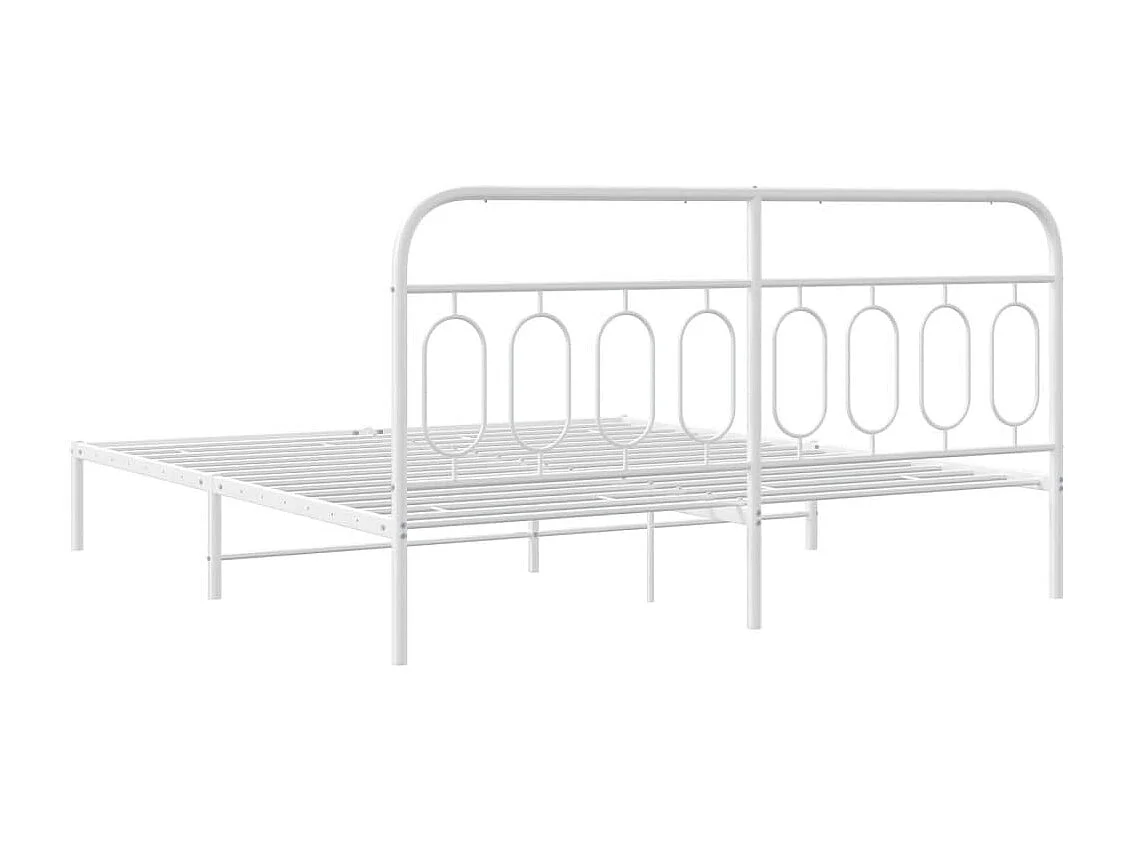 Cadre de lit métal sans matelas et tête de lit blanc 183x213 cm
