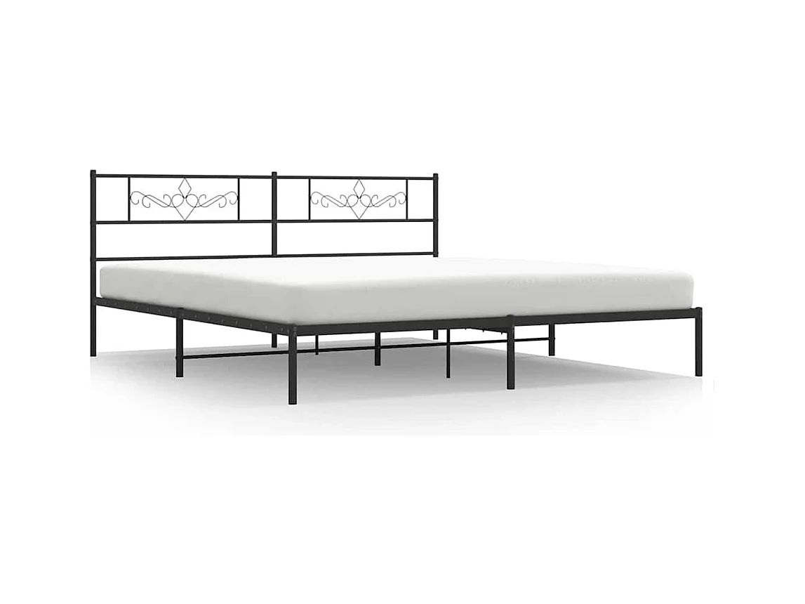 Cadre de lit métal sans matelas avec tête de lit noir 183x213cm