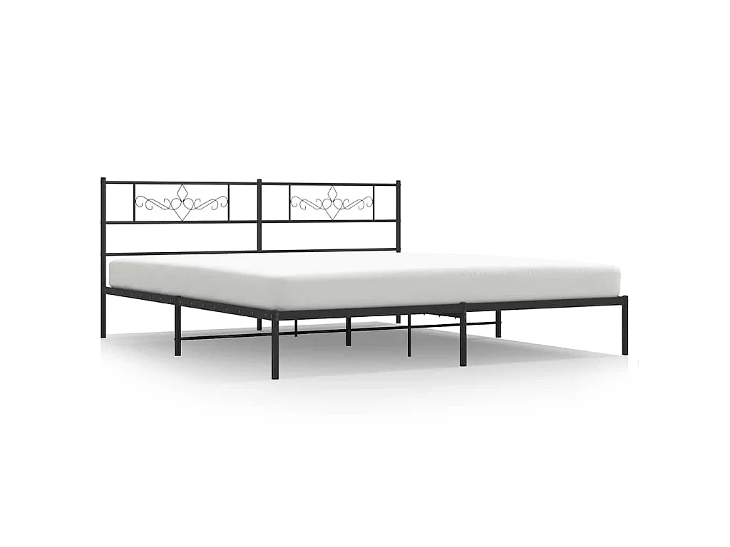 Bedframe met hoofdbord metaal zwart 183x213 cm
