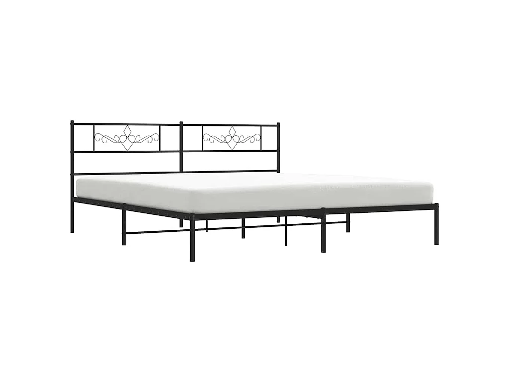Cadre de lit métal sans matelas avec tête de lit noir 183x213cm