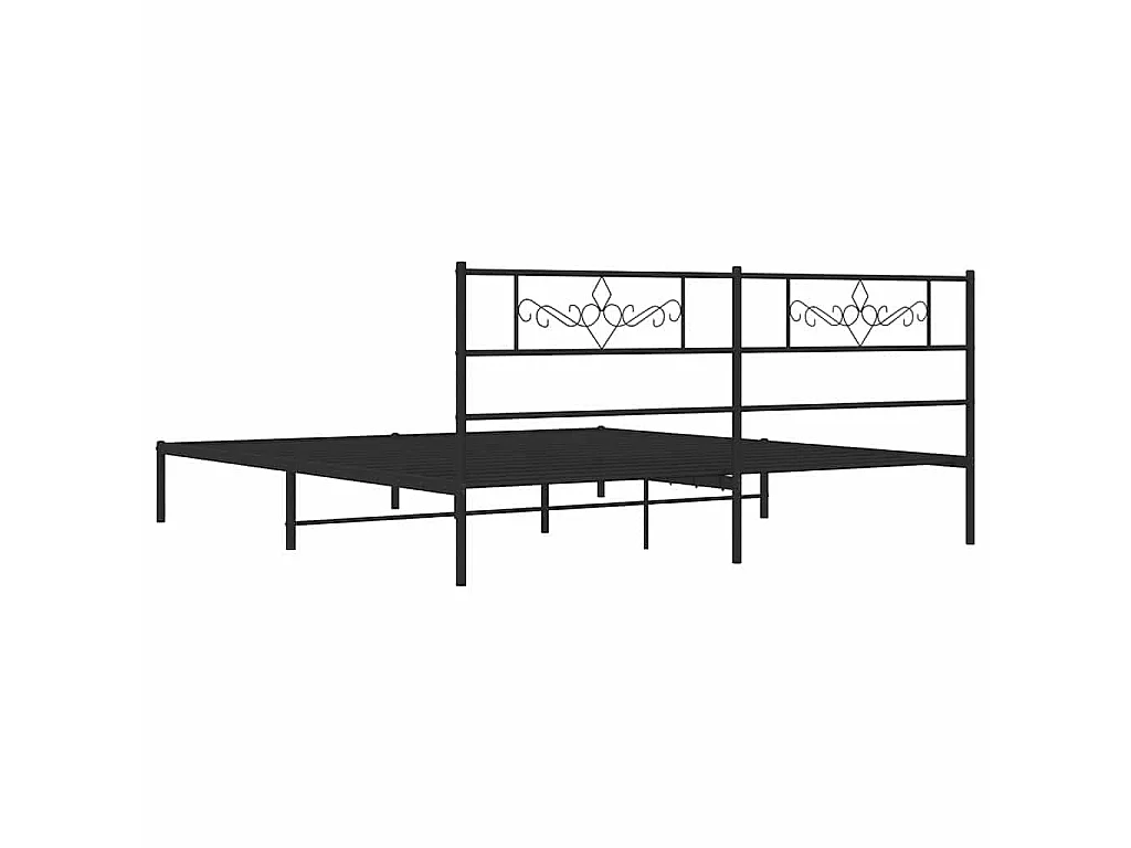 Cadre de lit métal sans matelas avec tête de lit noir 183x213cm