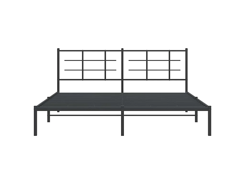 Cadre de lit métal sans matelas avec tête de lit noir 183x213cm