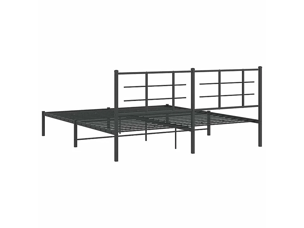 Cadre de lit métal sans matelas avec tête de lit noir 183x213cm