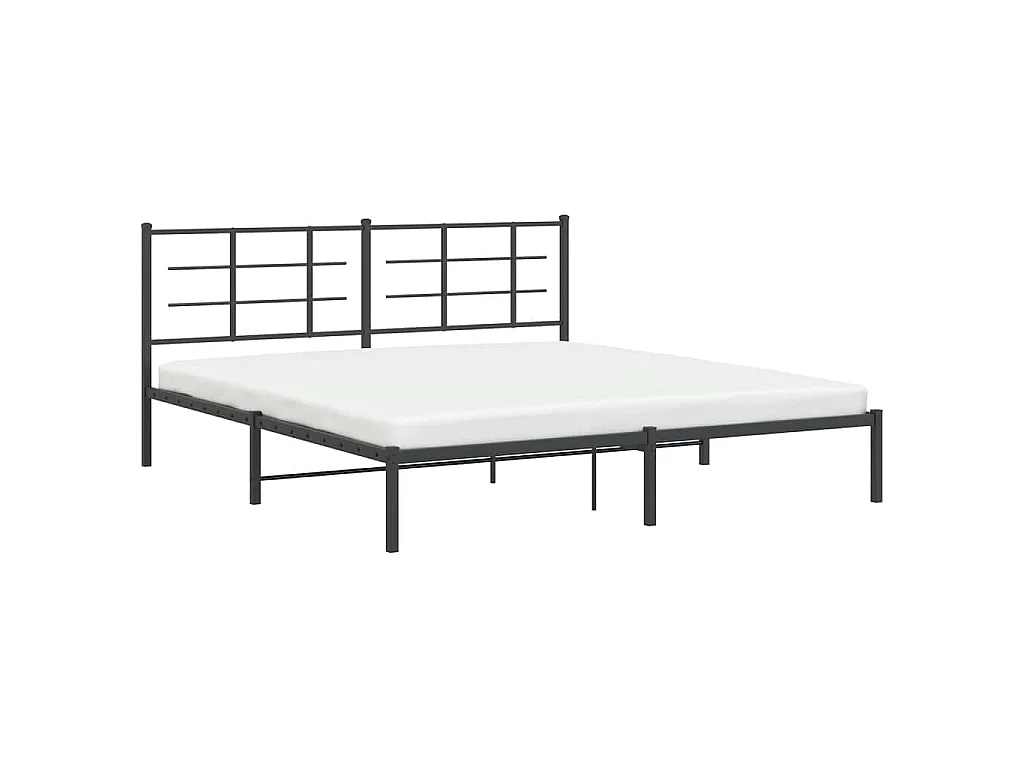Cadre de lit métal sans matelas avec tête de lit noir 183x213cm