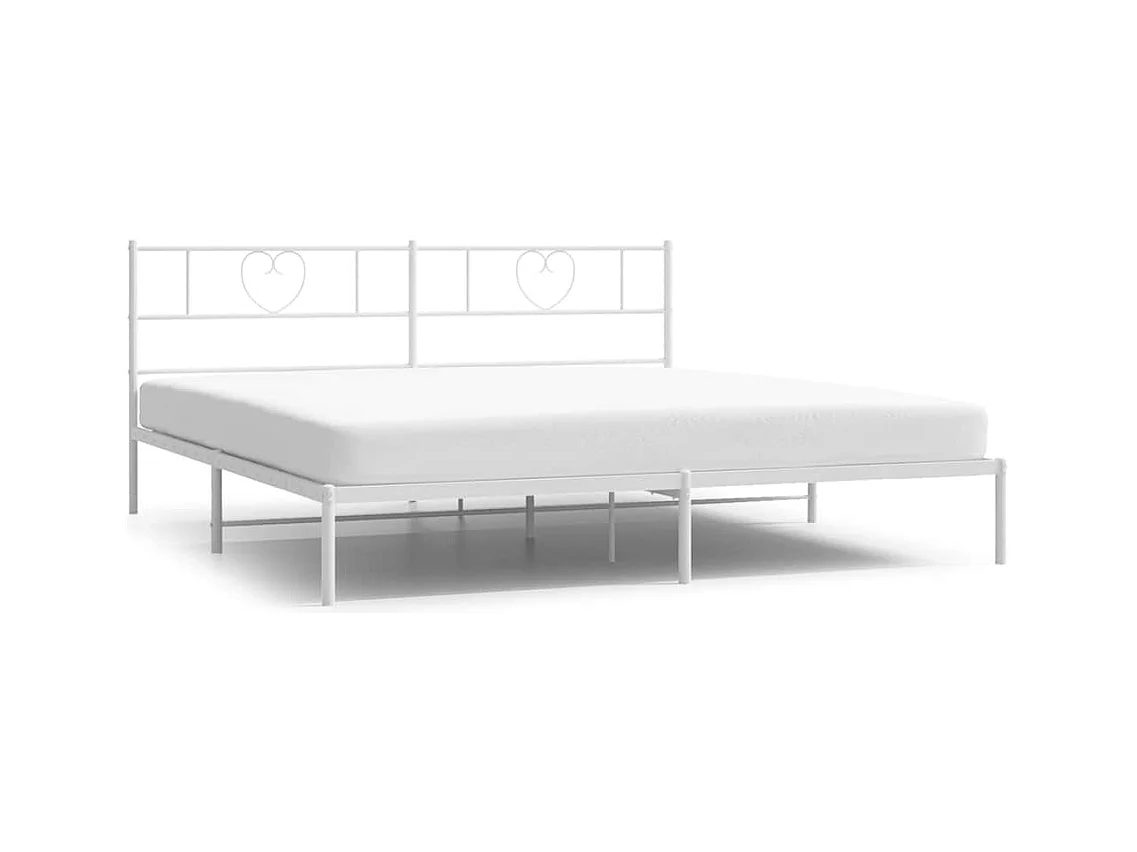 Cadre de lit métal sans matelas et tête de lit blanc 183x213 cm
