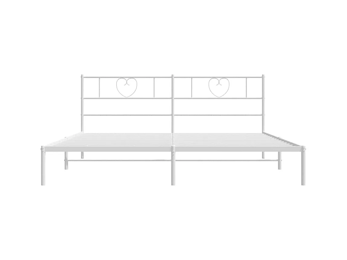Cadre de lit métal sans matelas et tête de lit blanc 183x213 cm