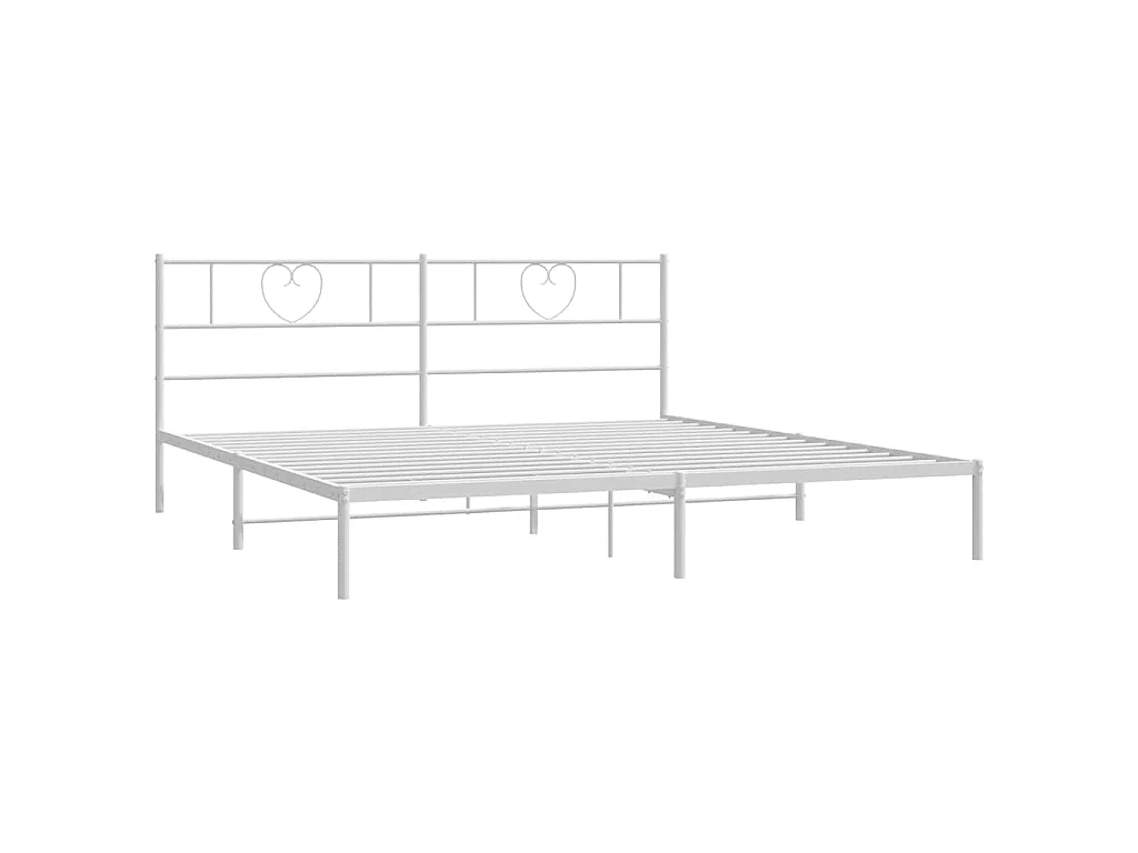 Cadre de lit métal sans matelas et tête de lit blanc 183x213 cm