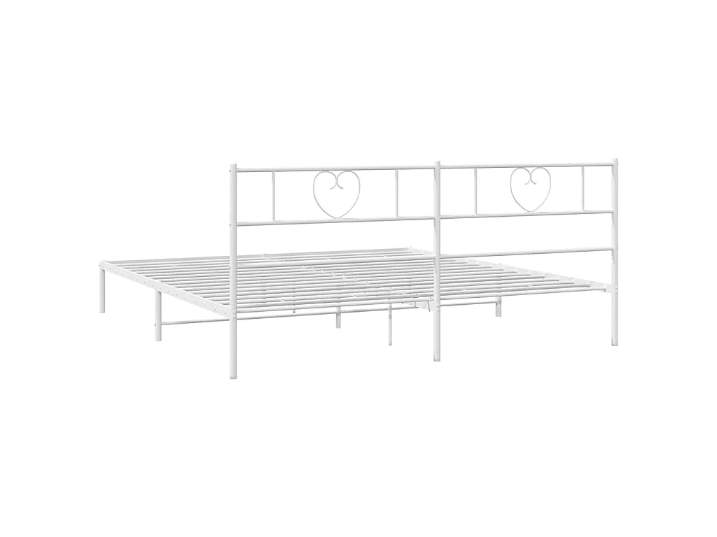 Cadre de lit métal sans matelas et tête de lit blanc 183x213 cm