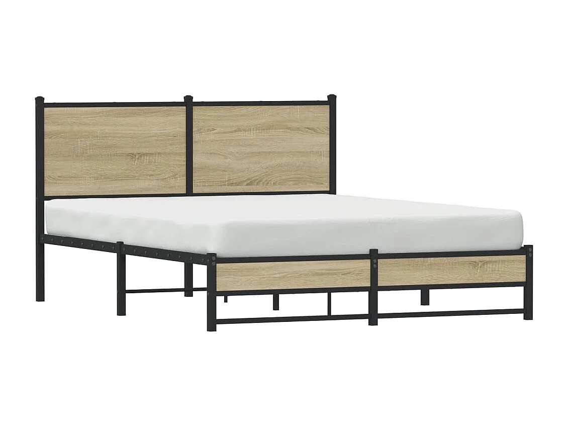 Cadre de lit en métal sans matelas chêne sonoma 137x190 cm