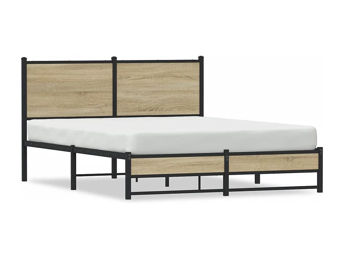 Estructura de cama sin colchón metal roble Sonoma 137x190 cm