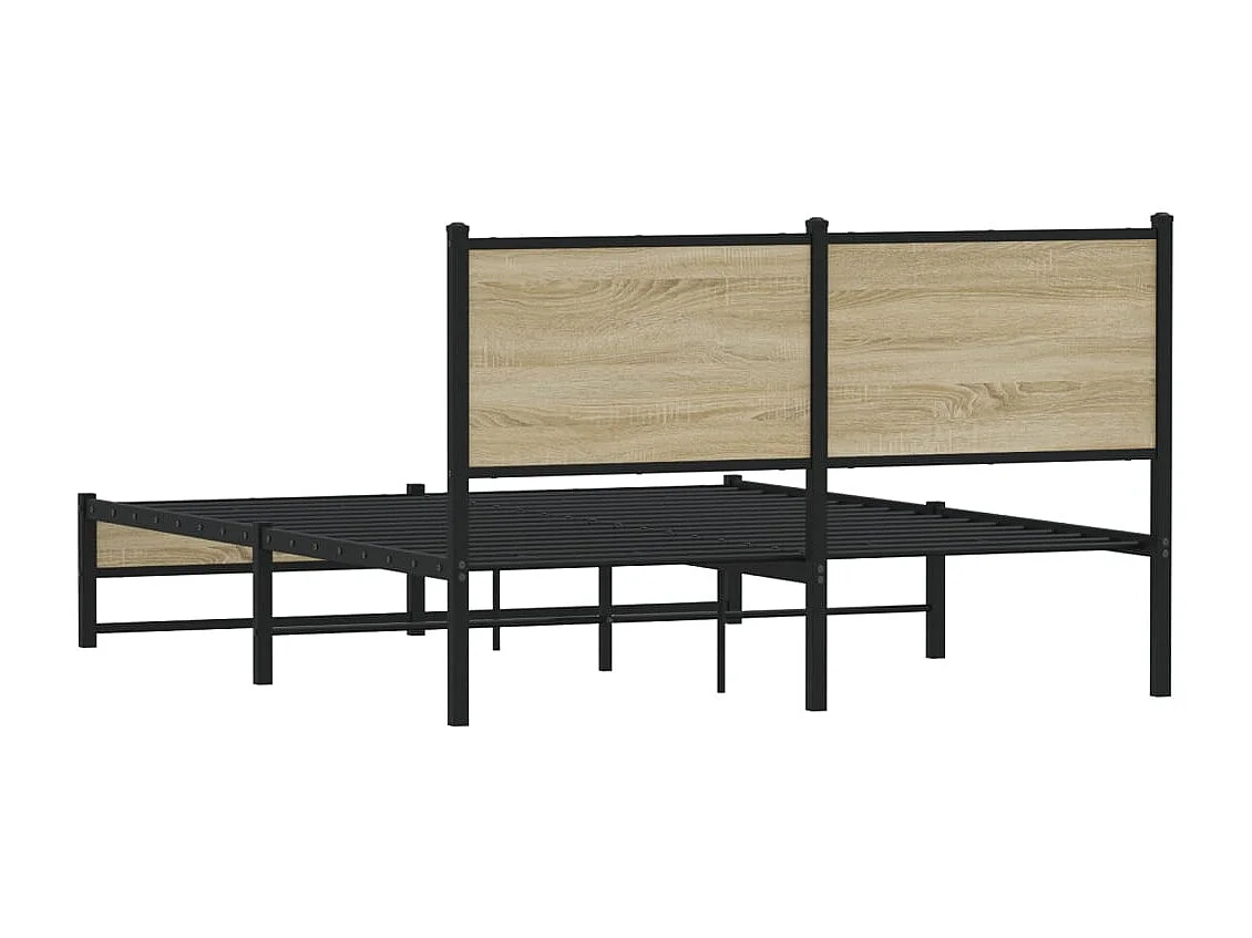 Estructura de cama sin colchón metal roble Sonoma 137x190 cm