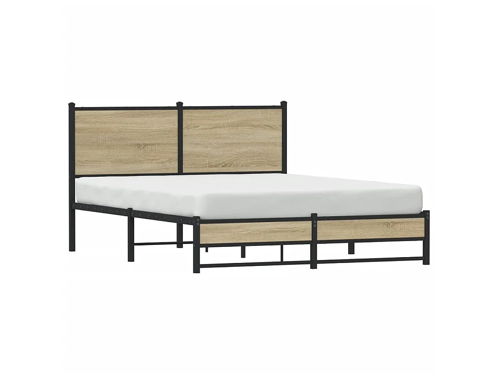 Bedframe zonder matras metaal sonoma eikenkleurig 137x190 cm