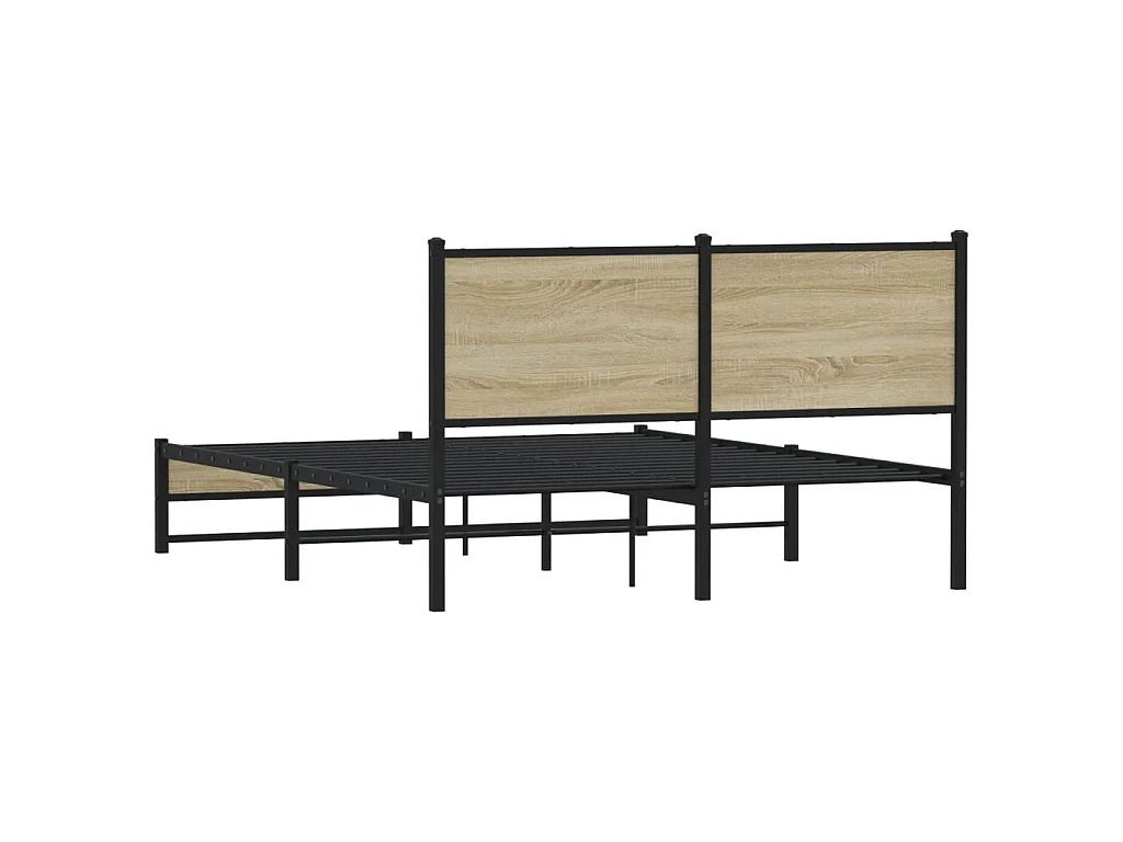 Bedframe zonder matras metaal sonoma eikenkleurig 137x190 cm
